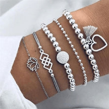 Load image into Gallery viewer, NEWBUY 6Pcs/Set Natural Beads Bracelet Boho Style Gold Heart Turtle Life Tree 8 Infinity Charm Bracelets For Women Girl