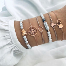 Load image into Gallery viewer, NEWBUY 6Pcs/Set Natural Beads Bracelet Boho Style Gold Heart Turtle Life Tree 8 Infinity Charm Bracelets For Women Girl