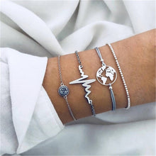 Load image into Gallery viewer, 4 pcs/set Fashion Bohemia Leaf Round Knot cuff Bangle Gold Chain Charm Bracelet Bangle for Women Simple Geometric Bracelets