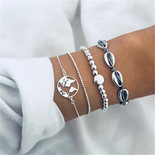 Load image into Gallery viewer, 4 pcs/set Fashion Bohemia Leaf Round Knot cuff Bangle Gold Chain Charm Bracelet Bangle for Women Simple Geometric Bracelets