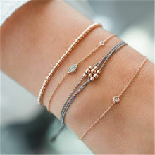 Load image into Gallery viewer, 4 pcs/set Fashion Bohemia Leaf Round Knot cuff Bangle Gold Chain Charm Bracelet Bangle for Women Simple Geometric Bracelets